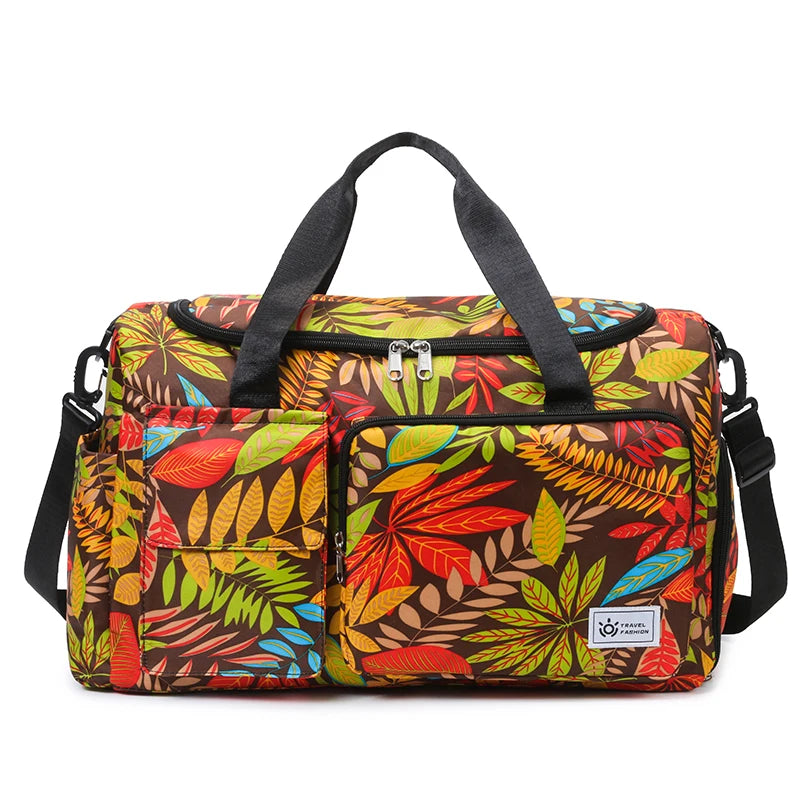 Oxford Leaves Large Capacity Travel Tote 2026 New High Quality Durable Bags Portable Daily Commute Versatile Travel Bags