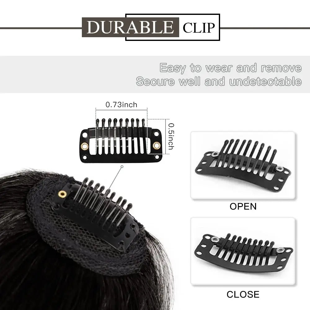 Franja de ar sintética invisível falsa, extensão de cabelo com prendedor frontal, peças de cabelo, franja de ar, fibra, bom acessório de estilo de cabelo