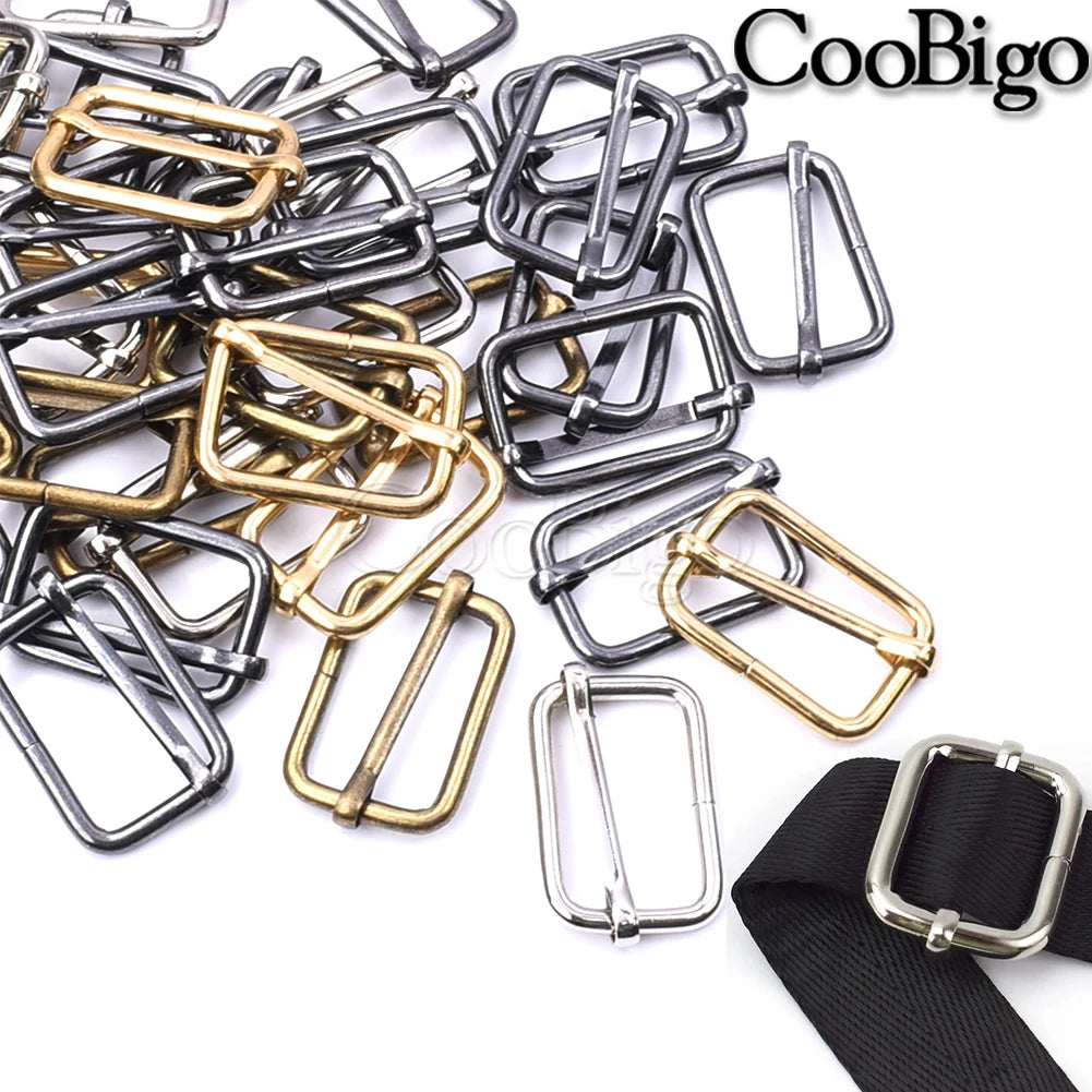 10pcs Metal Slides Tri-Glides Wire-Formed Roller Pin Buckles Slider Adjuster Bag Strap Accessories 15mm 20mm 25mm 32mm 38mm 50mm