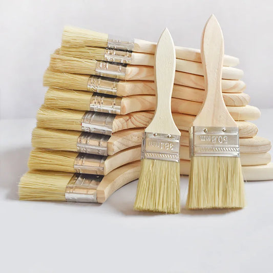 BBQ Brush Pig Hair Paint Brush Wooden Handle 1/2/3/4 Inch Soft Hair Painting Brushes for Wall and Furniture Paint Tool Set