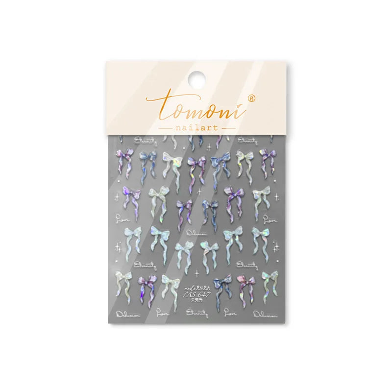 Shining Aurora Shell Light Butterfly Nail Stickers 5D Nail Art Design Decoration Decals DIY Manicure High Quality