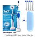 Cepillo de dientes eléctrico Oral B 2D, giratorio, con vibración, recargable, cerdas de acción cruzada, cuidado bucal, 4 cabezales de regalo gratis