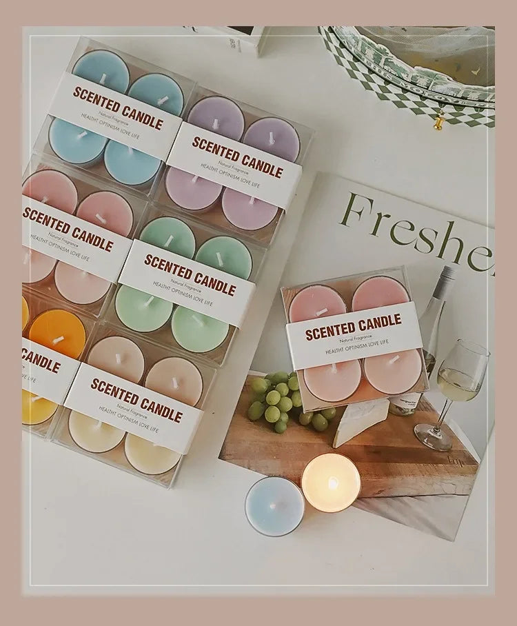 4pcs Handmade Tea Light Scented Candle Aromatherapy Soy Wax Candles Wedding Birthday Candle Party Home Decoration Photo Props