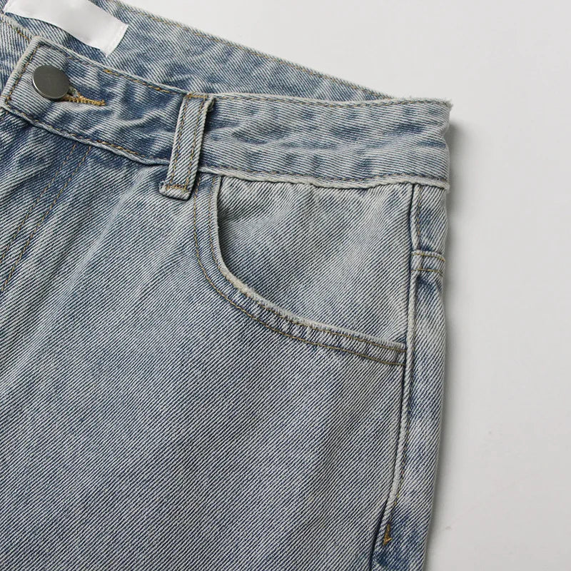 BKQU - Pantalones vaqueros rectos y holgados para mujer, cintura alta, pierna ancha, con diamantes de imitación, largos, moda urbana 2021, pantalones brillantes con diamantes