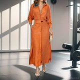 Women Dress 2025 Autumn New Fashion Elegant Long Sleeve Leisure Time Solid Color V Neck Sexy Ladies Shirt Dresses MsChuh S-3XL