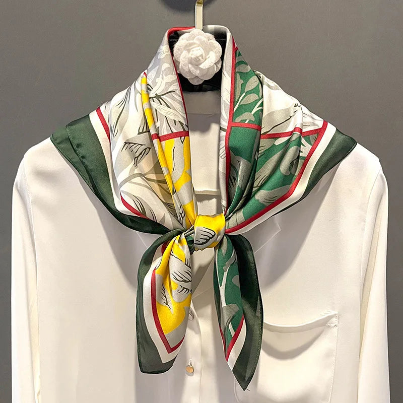 2024 Horse Print Female Silk Neck Scarf Square Hair Scarves Foulard Head Band Shawls Wraps Neckerchief Bandana Women