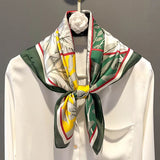 2024 Horse Print Female Silk Neck Scarf Square Hair Scarves Foulard Head Band Shawls Wraps Neckerchief Bandana Women