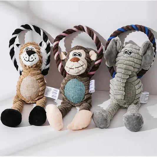 1PcsDog Plush Toys Pet Squeaky Animal Toy Clean Teeth Chew Toy Pet Supplies Interactive Toys