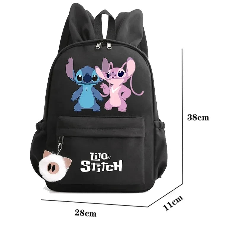 Mochila Disney Lilo Stitch para niñas, niños y adolescentes, informal, escolar, de viaje, con orejas de conejo