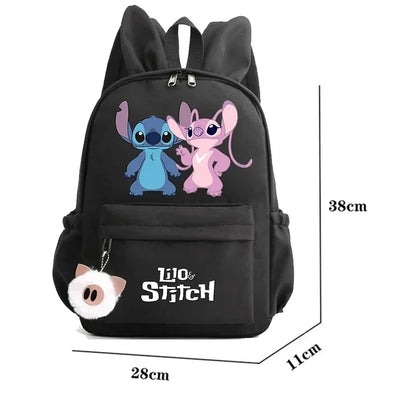 Mochila Disney Lilo Stitch para niñas, niños y adolescentes, informal, escolar, de viaje, con orejas de conejo