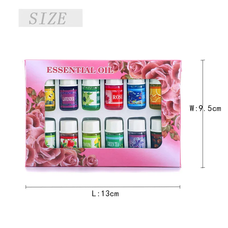 Óleo essencial de aromaterapia vegetal natural, ar condicionado, perfume, difusor de aroma, fragrância, umidificador, 3ml, 12pcs
