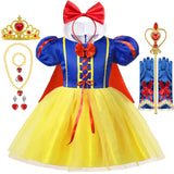Fantasia de Princesa Branca de Neve para Meninas – Halloween, Festa de Aniversário, Brincadeiras e Fantasias Infantis (com Capa)