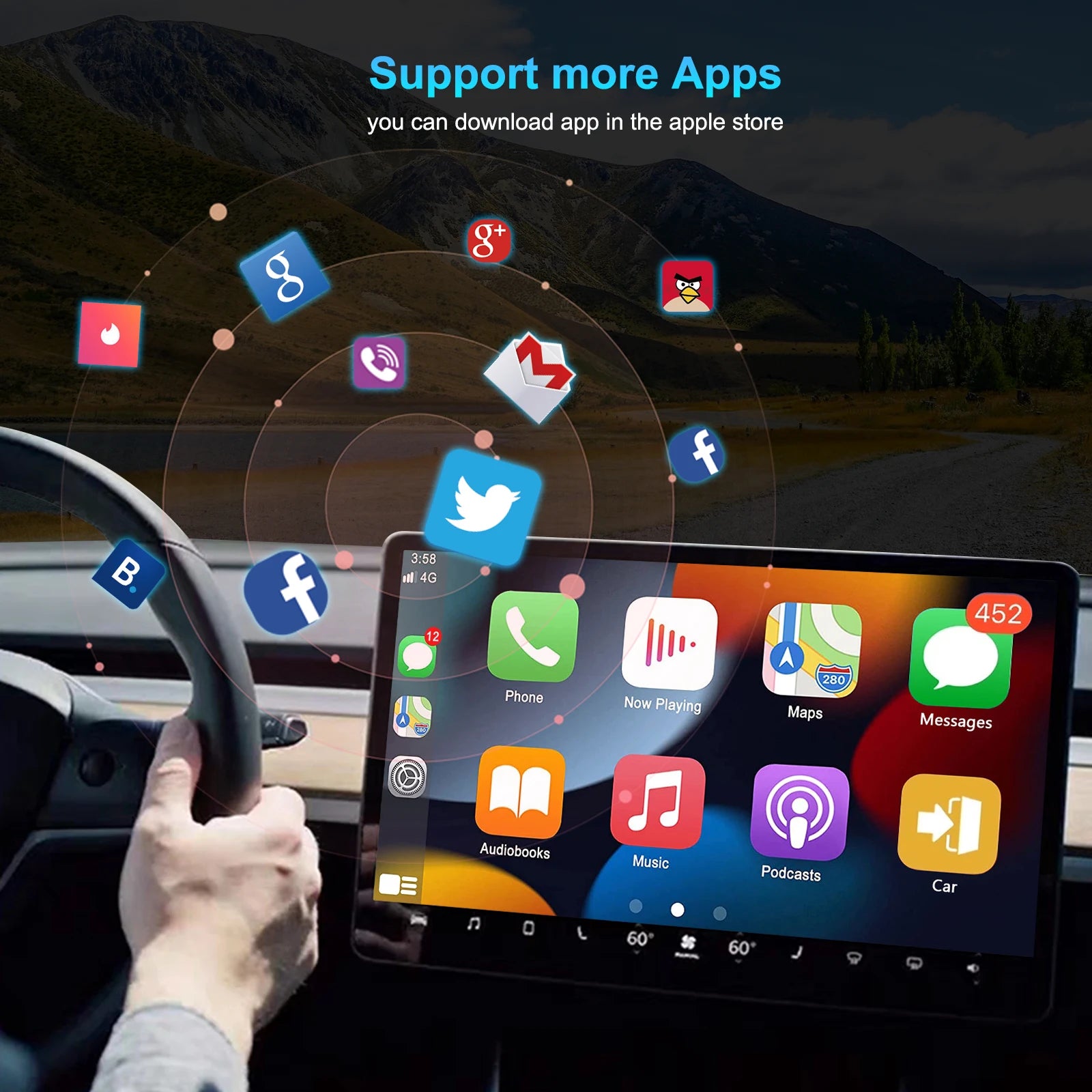 Podofo Wireless Carplay Box Android Auto Box USB AI Box AI Voice GPS Bluetooth Adapter WIFI Carplay Dongle For VW/Audi/Toyota