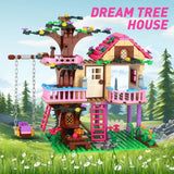 Friends City Tree House Summer Holiday Villa Castle Building Blocks Sets Garden Model DIY Toys Kids Girl Boy Child Birthday Gift