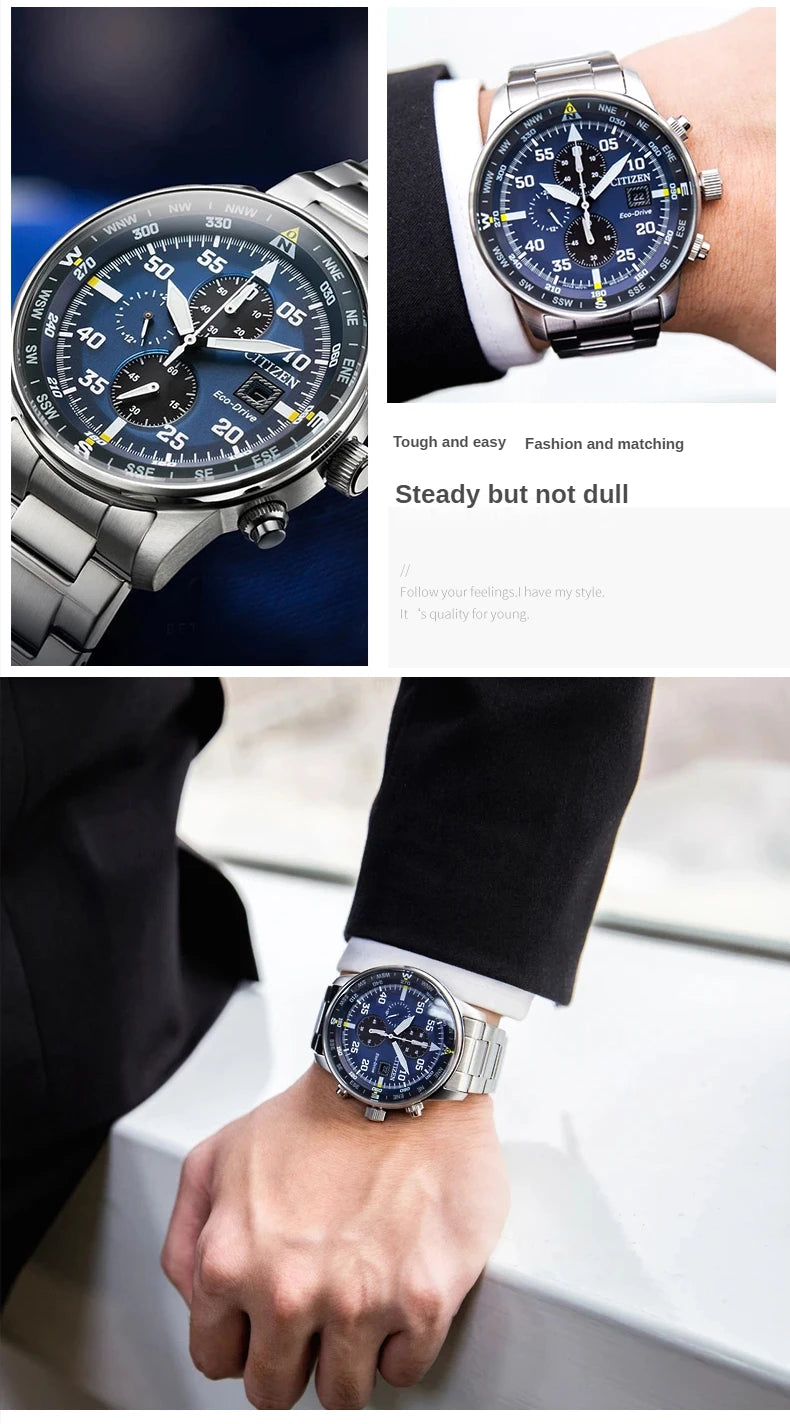 Citizen Fashion Men Stainless Steel Watch Luxury Calendar Quartz Wrist Watch Business Watches for Man Clock Montre Homme