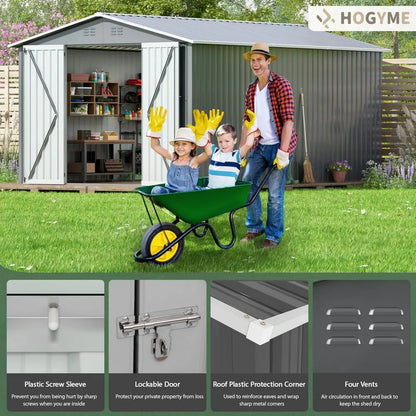 10x12 FT Outdoor Storage Shed, Large Tool Sheds Updated Frame Structure and Lockable Doors, Garden Shed for Backyard Garden