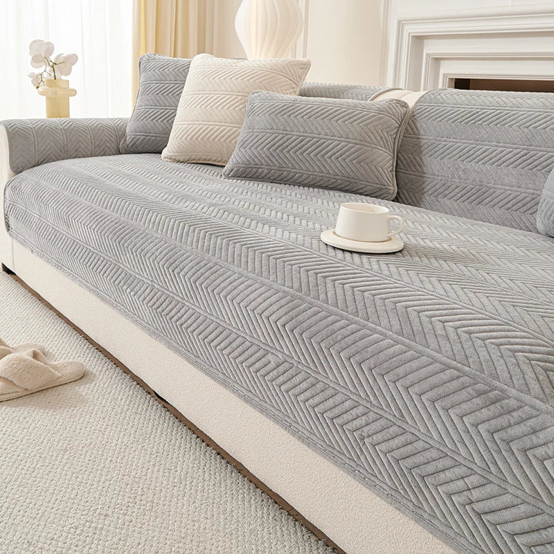 1PC Velvet Thicken Sofa Seat Cover Nordic Universal Sofa Cushion Slipcover Anti-slip L Corner Couch Towel Mat for Living Room