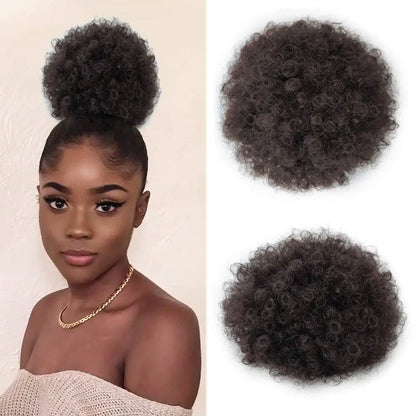 Sintético grande afro puff cordão rabo de cavalo kinky encaracolado bun hairpiece africano americano clipe em updo extensões para preto