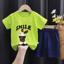 New Boys Summer Clothing Set Full Bear Print Cotton Short Sleeve T-shirts and Shorts 2PCS Breathable Outfit For Girls