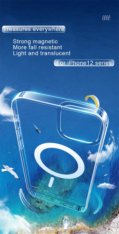 Luxury Wireless Magnetic Cover For Apple Magsafe Case Iphone 11 12 13 15 14 Pro Max Mini 7 8 Plus Xr XsMax X Clear Acrylic Cases