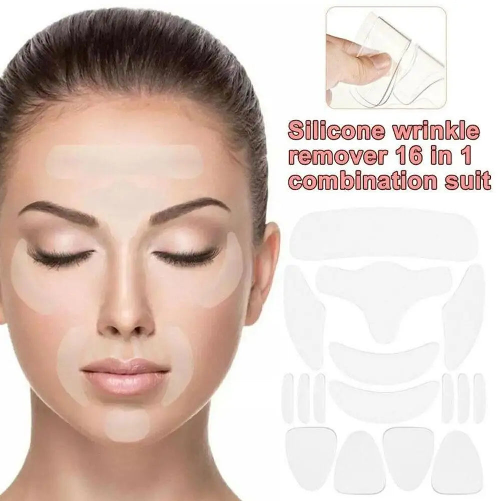1 set Reusable Face Wrinkle Remover Tapes Silicone Anti-wrinkle Face Forehead Cheek Chin Sticker Anti-aging Skin Care Mask