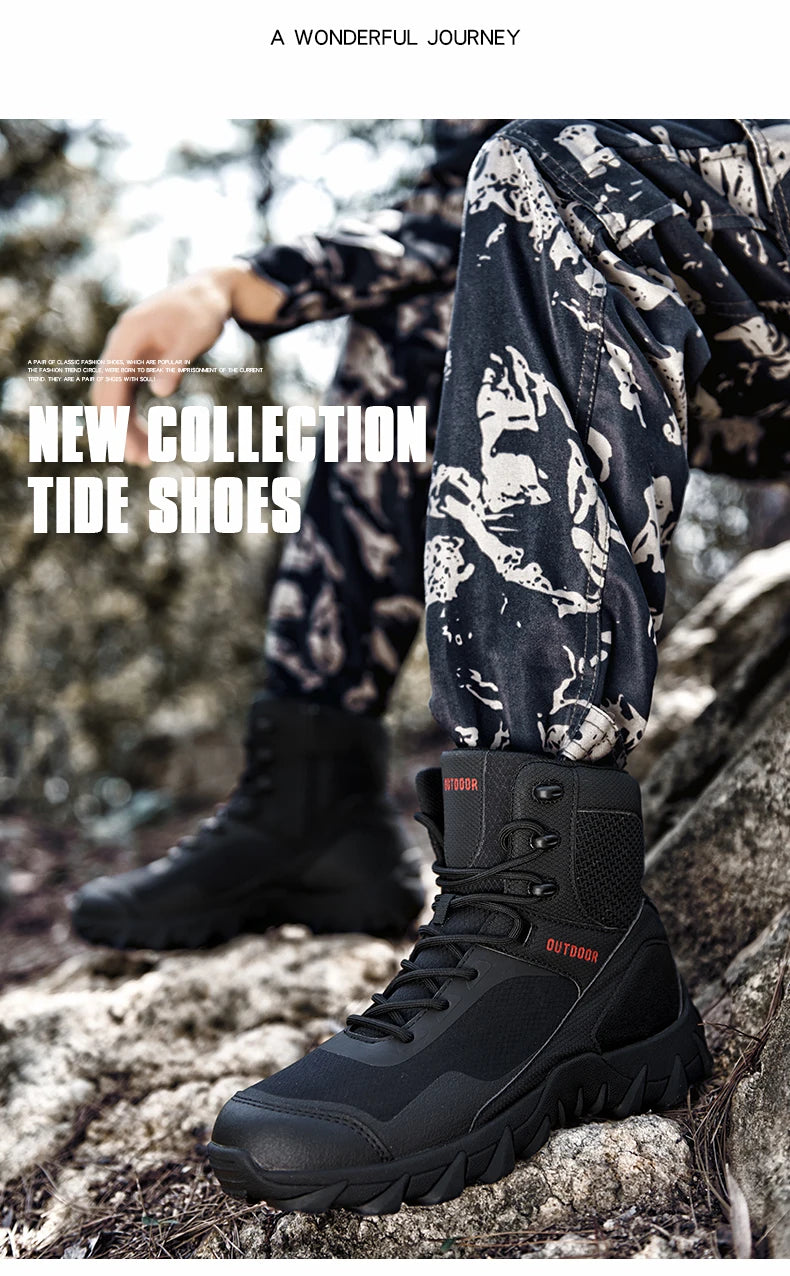 Upgraded Tactics Combat Training Boots Male Outdoors Camping Anti-wear Rapid Response Hiking Shoes Fishing Hunting Sneakers Men