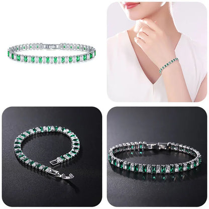 Pulseras de tenis de cristal arcoíris para mujer, color plata Kpop, regalos para amigas, cadena de brazalete de circonitas coloridas, joyería para la mano H167-M