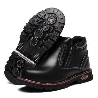 Zapatos de trabajo para hombre, zapatos de seguridad impermeables, botas de cuero antichispas para hombre, zapatos de soldador antideslizantes y antiperforación para hombre, zapatos de trabajo negros.