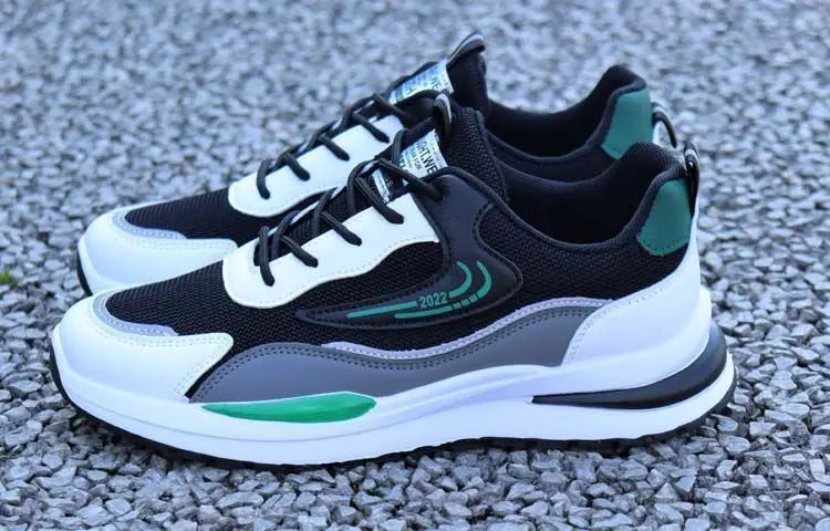 Zapatillas deportivas informales de retazos para hombre, zapatos de malla transpirables para hombre, zapatillas de tenis para correr al aire libre, zapatillas masculinas cálidas con cordones y antideslizantes.