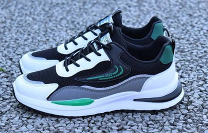 Zapatillas deportivas informales de retazos para hombre, zapatos de malla transpirables para hombre, zapatillas de tenis para correr al aire libre, zapatillas masculinas cálidas con cordones y antideslizantes.