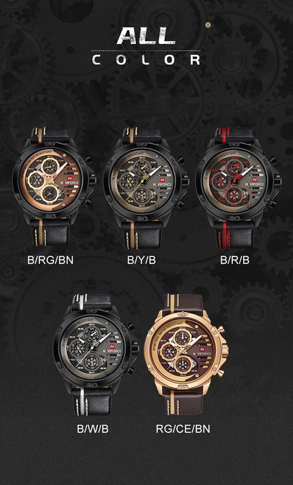 NAVIFORCE Mens Watch Top Brand Luxury Waterproof 24 Hour Date Quartz Watch Man Leather Sport WristWatch Men Waterproof Clock