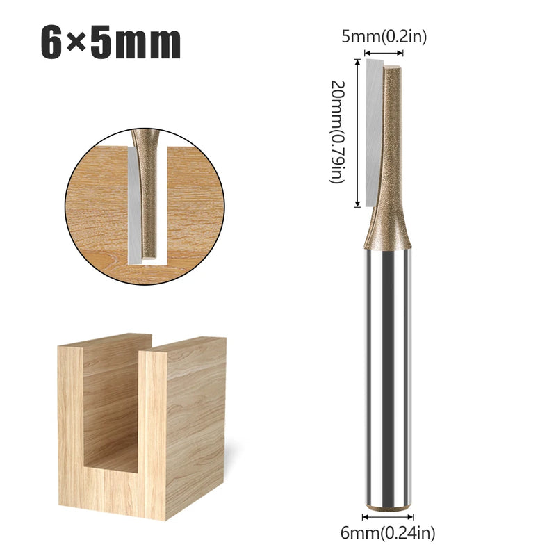 6mm Shank CNC Straight Bit Flush Trim Single Double Flute Router Bit Tungsten Carbide Milling Cutter Woodworking Tools