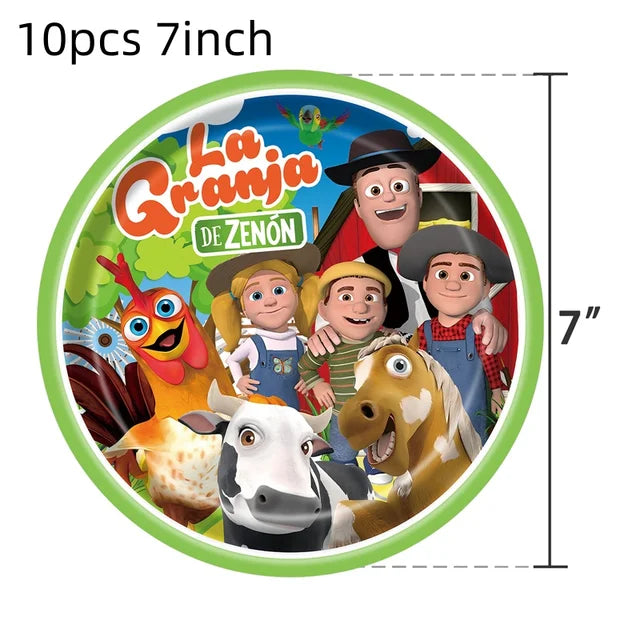 La Granja Zenon Farm Birthday Party Decoration, Paper Plates, Cup, Napkin, Tablecloth, Balloon, Hanging Swirls, Banner, Birthday 