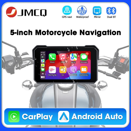 5" Portable Motorcycle Navigation GPS Wireless Carplay&Android Auto Moto Monitor IPX7 Waterproof Display Dual Bluetooth 5.0