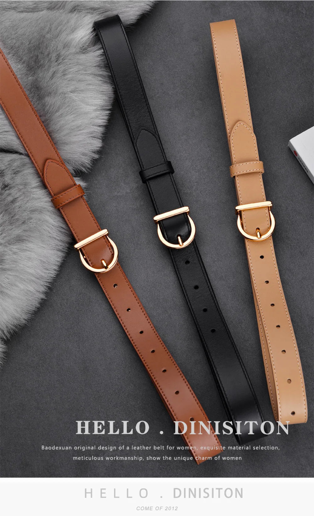 Women's Fashion Pin Buckle Thin Belt Genuine Luxury Soft Belt for Women with Cargo Pants Jeans Windproof PU Leather Belt