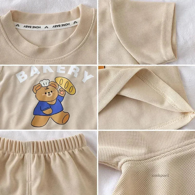 2Pcs Children Tshirt Shorts Sets Baby Summer Clothes Boy Girl Fashion Short Sleeve Pants Suit Leisure Outfits Kids Costume