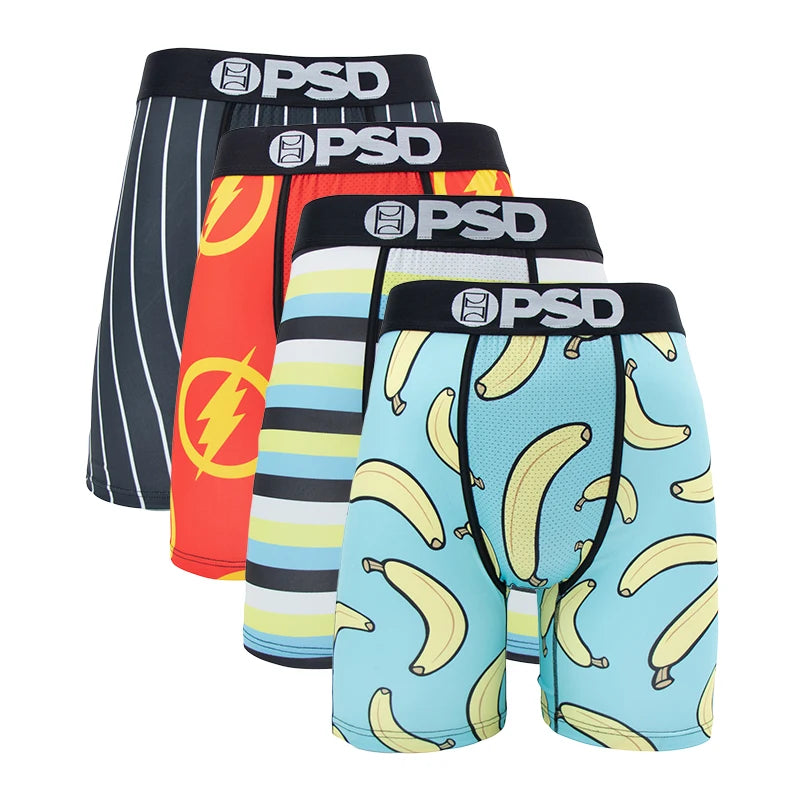4Pcs Sexy Men Underwear Boxer Shorts Print Boxershorts Panty Cueca Male Panties Lingerie Fashion Underpants man