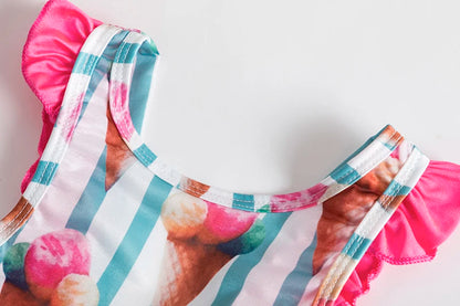 Trajes de baño de una pieza para niñas de 1, 2, 3, 4 y 5 años, estampados, para playa, verano, con lazo