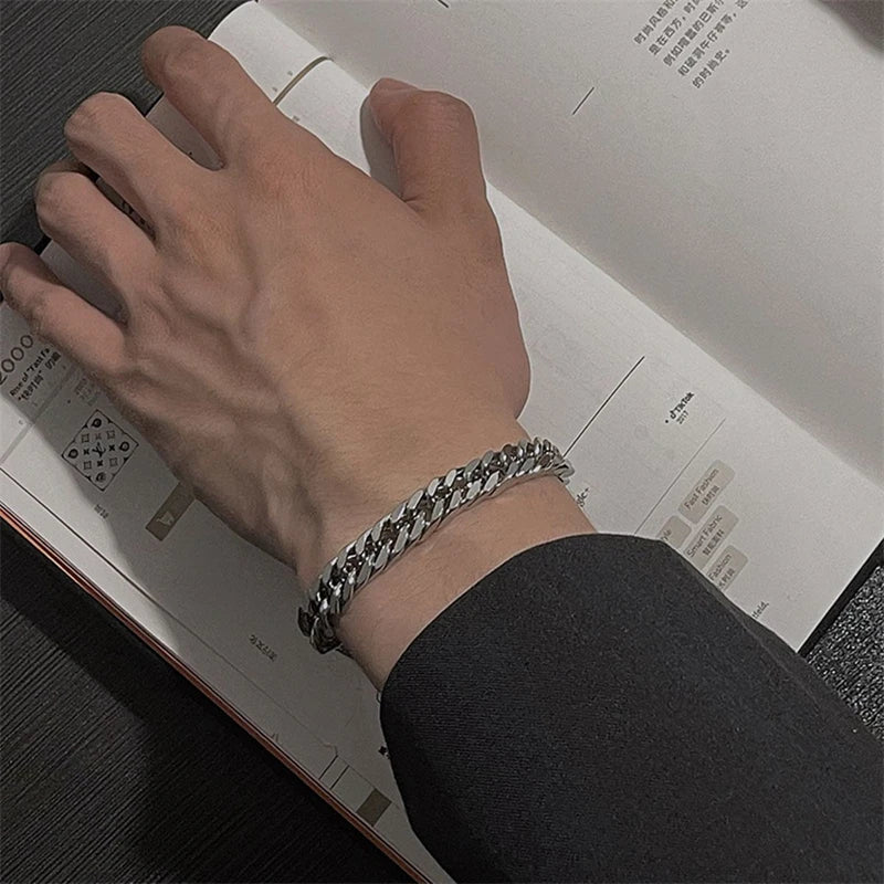 Pulsera de cadena gruesa de acero inoxidable para hombre, resistente al agua, de 3 a 11 mm, estilo cubano, estilo punk clásico, joyería pesada.