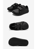 HOBIBEAR Boys Girls Barefoot Shoes Kids Wide Toe Minimalist Sneakers Lightweight Hook Loop Artificial Leather Shoes