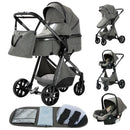 Newest Baby Stroller 3 in 1 Lightweight High Landscape Baby Carriage Aluminum Frame Travel System with Car Seat Pram for Newborn