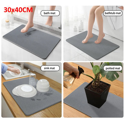 Ultra Non Slip Bath Mat Super Absorbent Bathroom Rug Quick Dry Stone Bathroom Mat 100% Diatomaceous Earth Shower Rug ﻿ 발매트