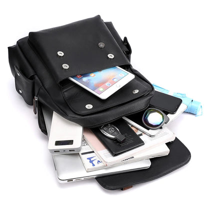 Mochila de piel sintética para hombre, mochila grande para portátil, mochila negra para adolescentes y niños, mochila marrón, 2023