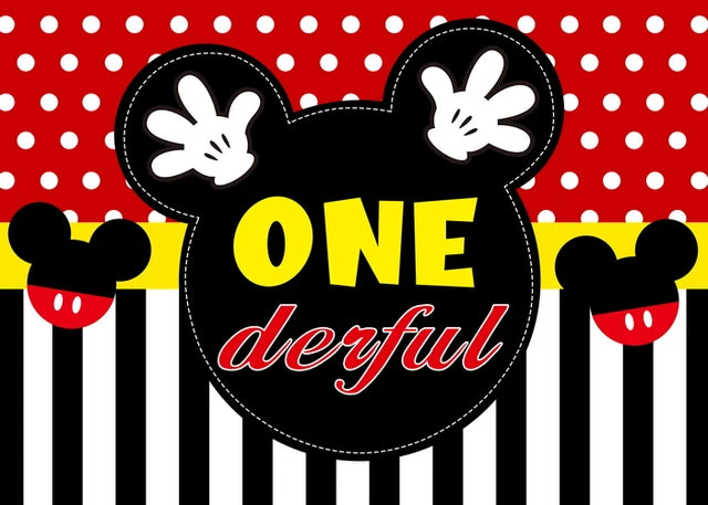 Disney Cartoon Theme Photography Background, Mickey, Minnie Mouse, Baby Shower, Happy Birthday, Gender Reveal, Banner for Children, 1Set 