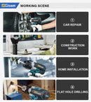 Gisam 1800N.M Torque Brushless Electric Impact Wrench 1/2 inch Screwdriver Cordless Wrench Power Tool For Makita 18V Battery Pin