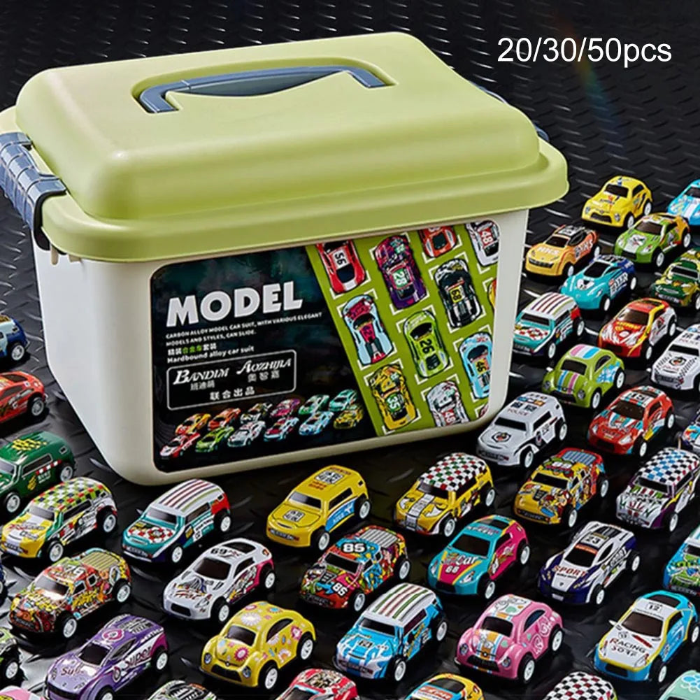 Mini coche de aleación con caja de almacenamiento, coches fundidos a presión, juguetes para niños, vehículo de inercia deslizante, kit de juguetes para niños, regalos para niños