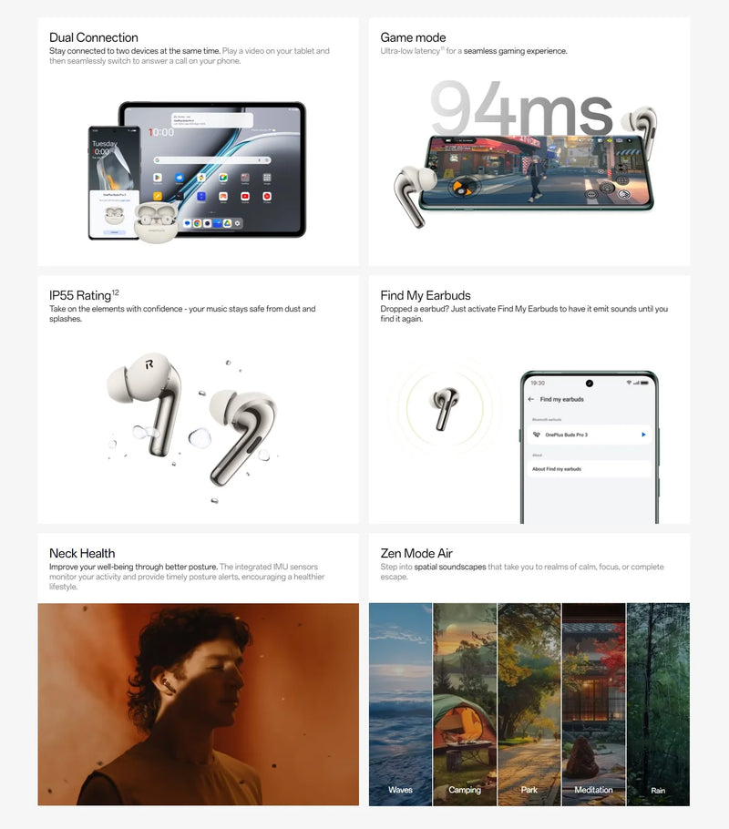 Global Version OnePlus Buds Pro 3 Earphone Up to 50dB Noise Canceling Spatial Audio with Head Tracking Hi-Resolution Audio