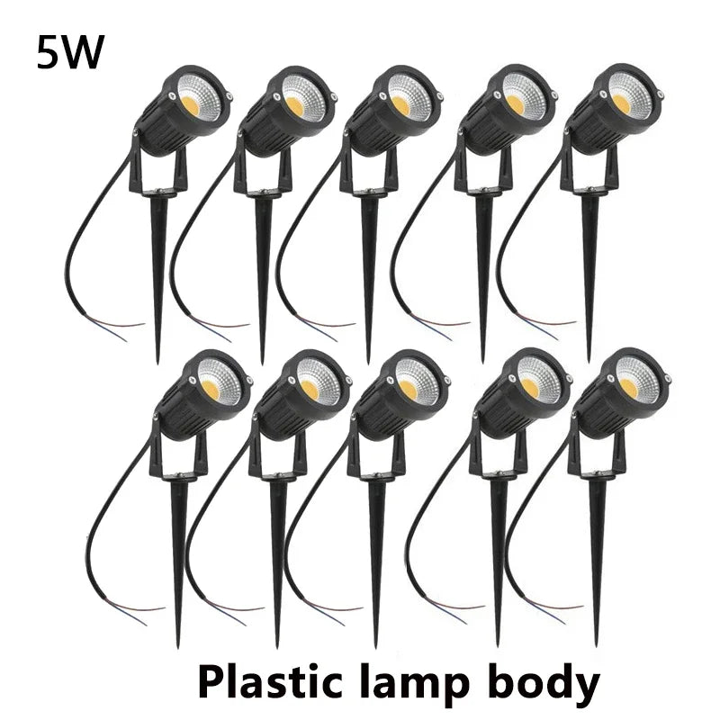 Iluminação led para jardim, 3w, 5w, 10w, 15w, área externa, lâmpada para gramado, à prova d'água, terraço, decoração de jardim, caminho, holofotes, ac220v, 110v, dc12v
