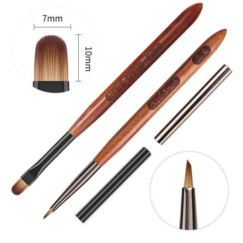Triangular Nail Art Brush Pen 3D Tips Pattern Phototherapy Acrylic Nail Brush UV Gel DIY Manicure Tools Wood Handle Nail Brushes