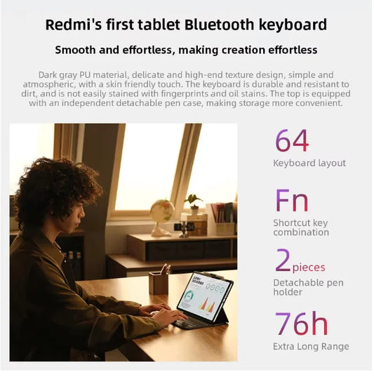 Original Xiaomi Redmi Pad Pro Keyboard Case Keyboard 64-key Double-sided PU Protective Case For Redmi Pad Pro 12.1" ﻿